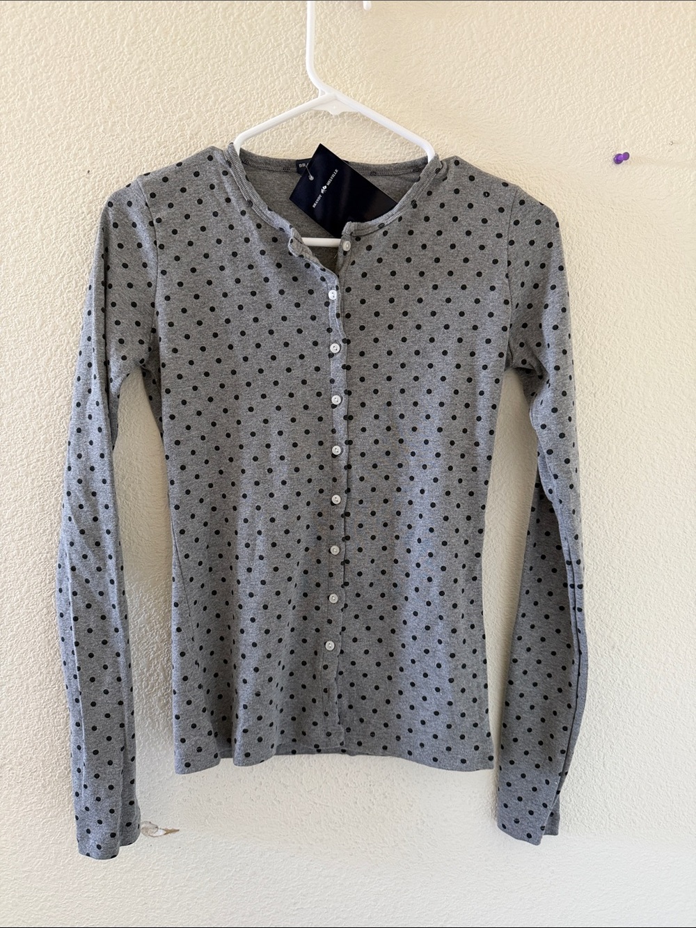 Brandy melville gray Zelly polka dots top